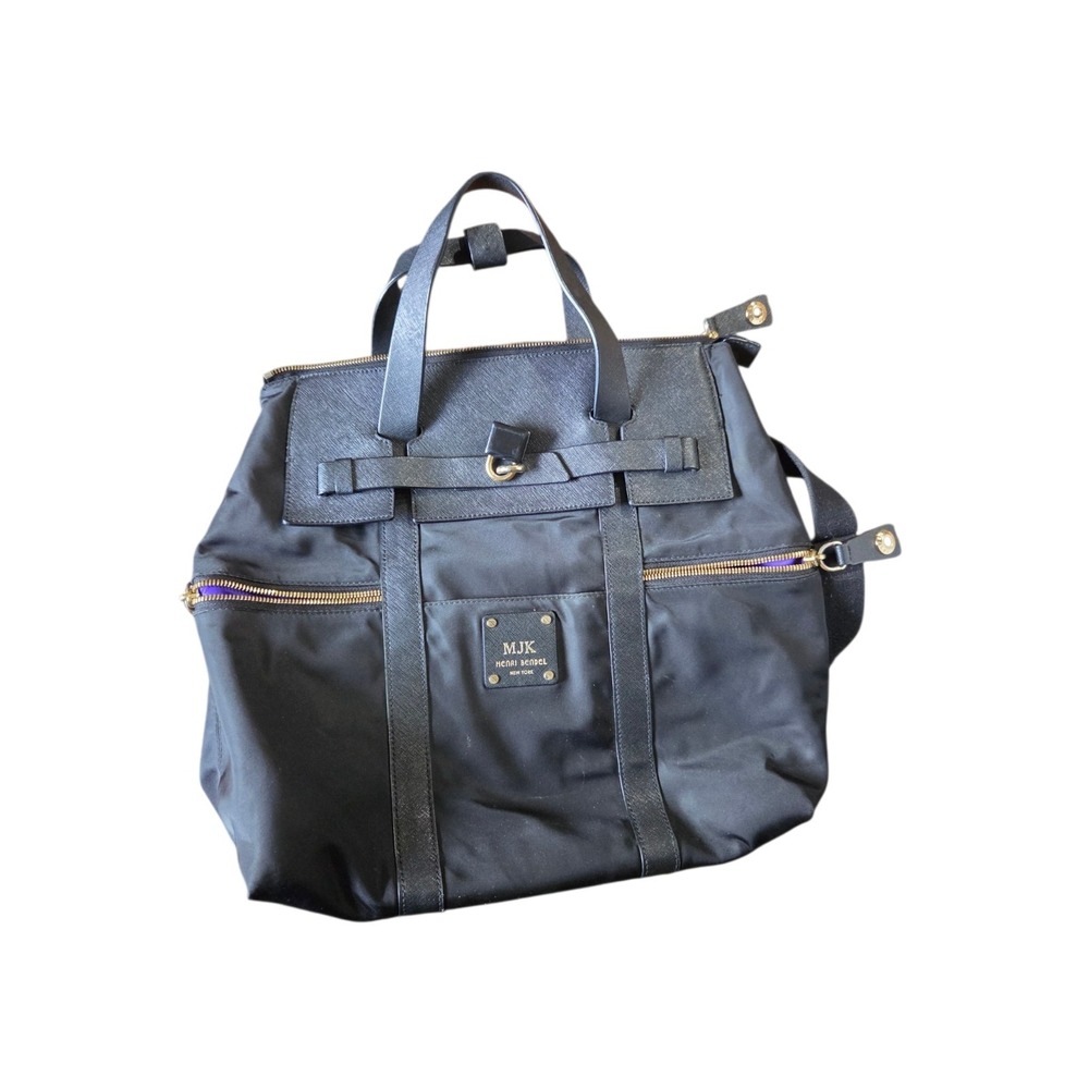 HENRI BENDEL Jetsetter Three Way Tote/Shoulder/Backpack Black Nylon Leather